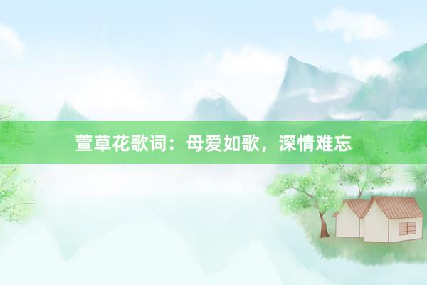 萱草花歌词：母爱如歌，深情难忘